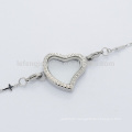 2015 Heart chain bracelet,popular silver stainless steel 316l charms bracelet for girl